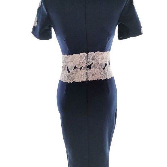 AX PARIS Vintage Vibe Lace Accent Waist & Bodice Blue NWT NEW Sz 4 - Picture 13 of 16